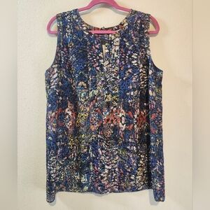 Cabi Women's Stained Glass Keyhole Neckline‎ Sleeveless Tunic/Blouse Size Large